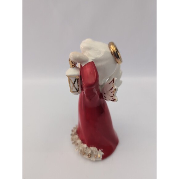 Vtg Christmas Angel Figurine Spaghetti Trim Lantern Present Fine A Quality Japan - Picture 4 of 7